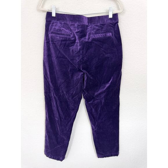 Lands' End Women High Rise Velvet Pants Sz 10 Cotton Stretch Winter Jewel Purple - Picture 4 of 7